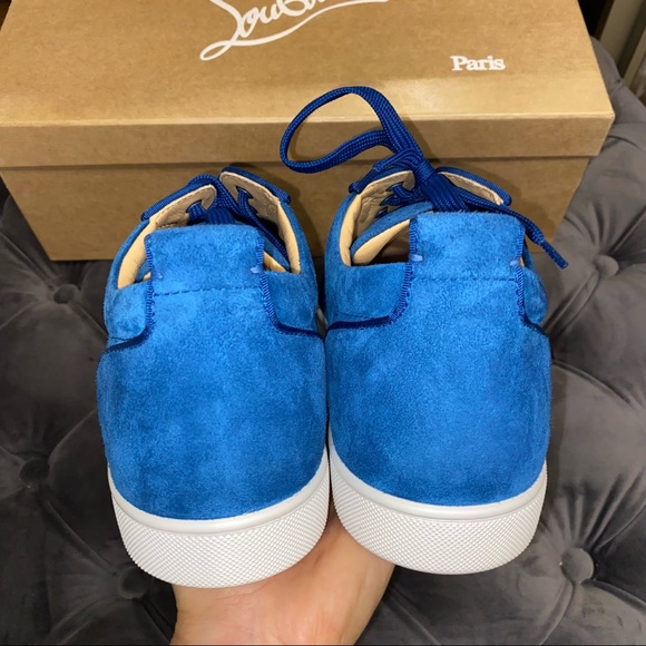SOLD New Men’s Size 43 Christian Louboutin Rantulow Blue Low Top Sneakers - Picture 4 of 6